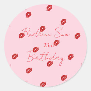 Modern Script Sassy Pink Bow Birthday Welcome Classic Round Sticker