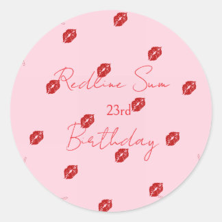 Modern Script Sassy Pink Bow Birthday Welcome Classic Round Sticker