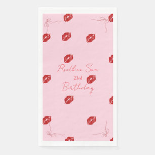Modern Script Sassy Pink Bow Birthday Welcome Napkin