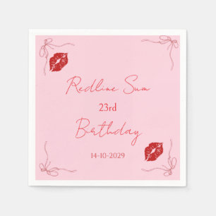 Modern Script Sassy Pink Bow Birthday Welcome Napkin