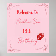 Modern Script Sassy Pink Bow Birthday Welcome