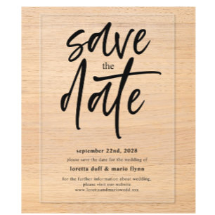 Modern Script Save the date Acrylic Invitations