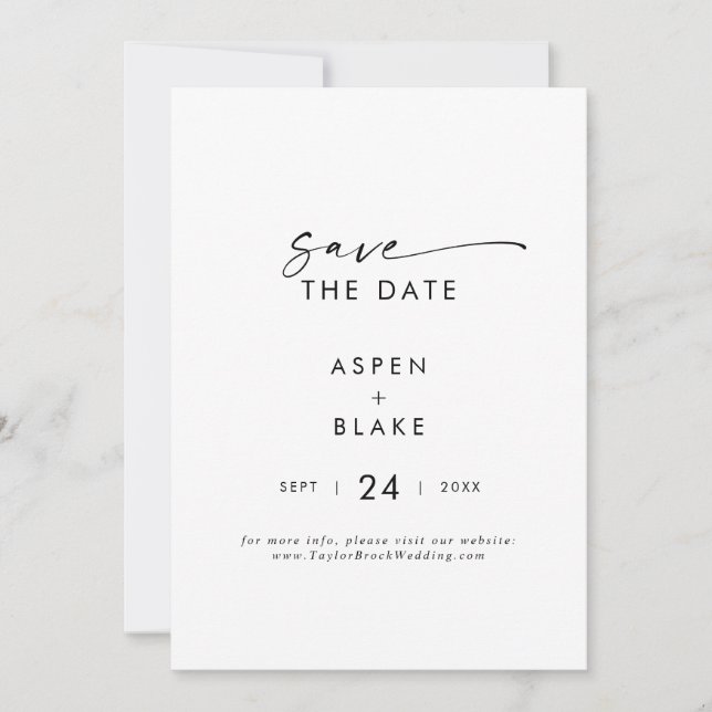 Modern Script Save the Date Announcement Card (Front)