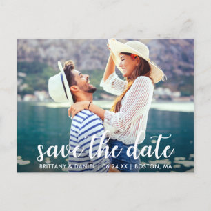 Modern Script Save The Date Announcement Photo Postcard