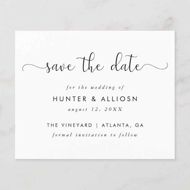 Modern Script Save The Date | Budget  Flyer (Front)