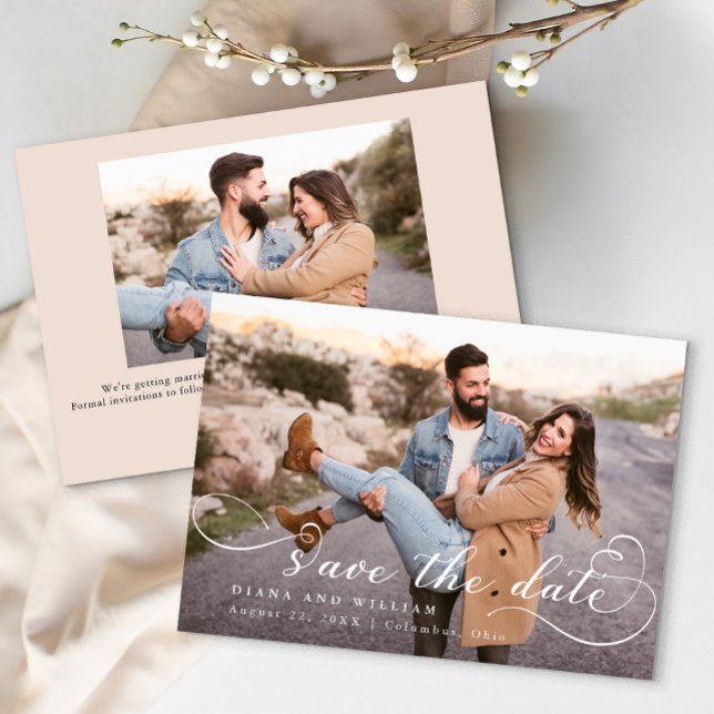 Modern Script Save the Date Card – Custom Photo (Save The Date Card)