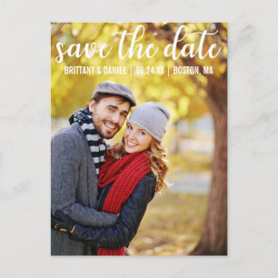 Modern Script Save The Date Couple Photo Postcard