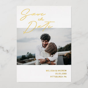 Modern Script Save the Date Foil Invitation