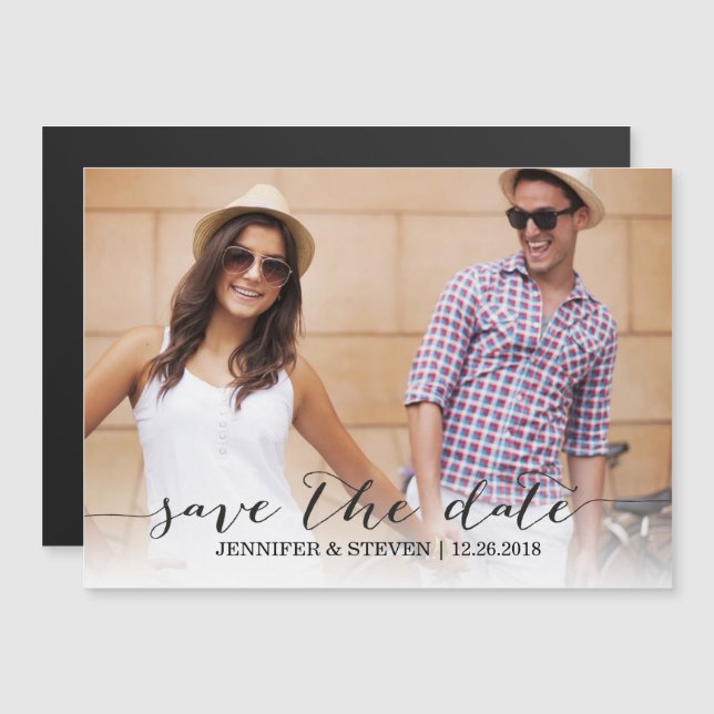 Modern Script Save the Date Magnet Invitations (Front/Back)