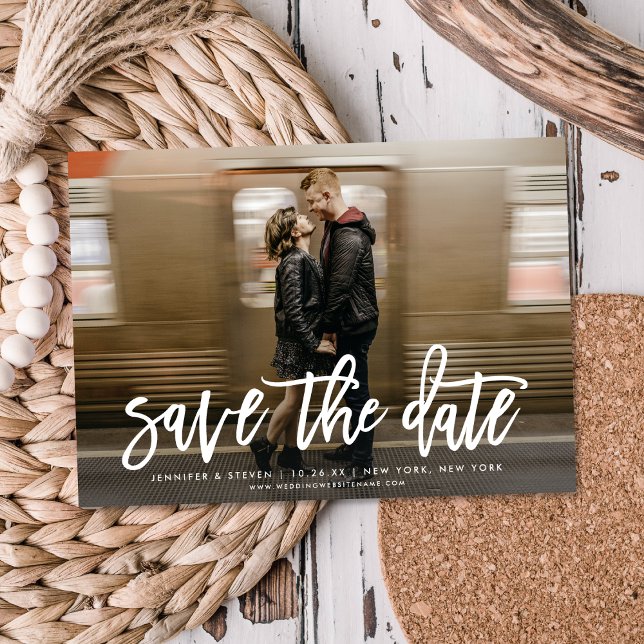 Modern Script Save The Date Photo Announcement (Creator Uploaded)
