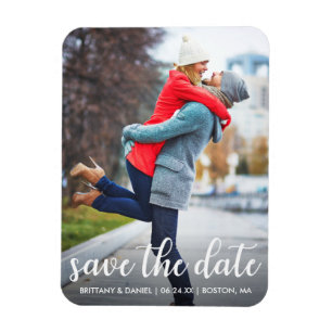 Modern Script Save The Date Photo Magnet