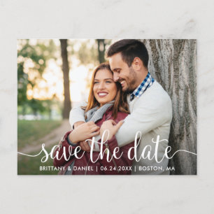 Modern Script   Save the Date Photo Postcard