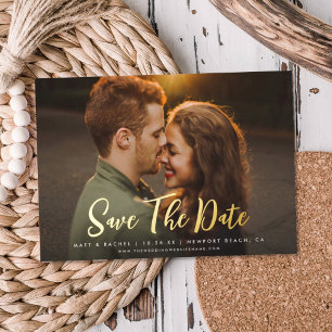 Modern Script SAVE THE DATE Photo REAL Foil Invita