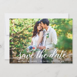 Modern Script Save The Date Photo W Card