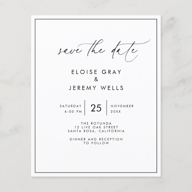 Modern Script Save the Date Post Card (Front)