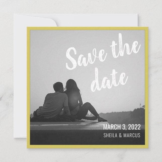 Modern Script Save The Date Wedding Photo Card (Front)