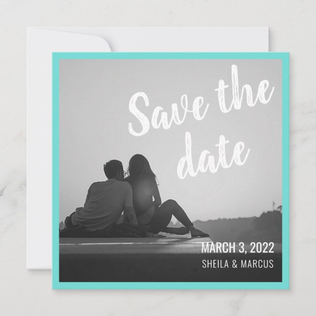 Modern Script Save The Date Wedding Photo Card (Front)