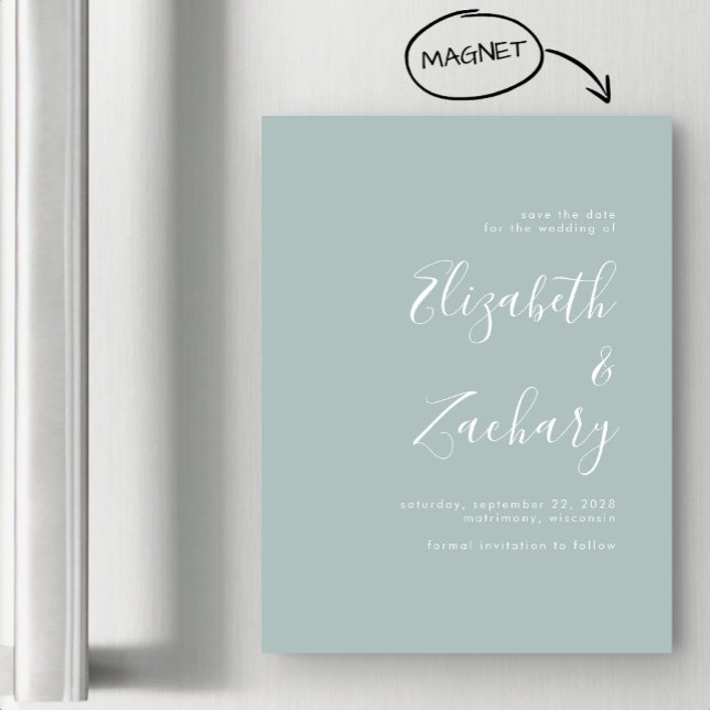 Modern Script Sea Glass Green Save the Date (Creator Uploaded)