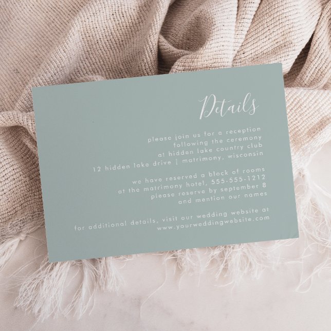 Modern Script Sea Glass Wedding Details Enclosure Card (Creator Uploaded)