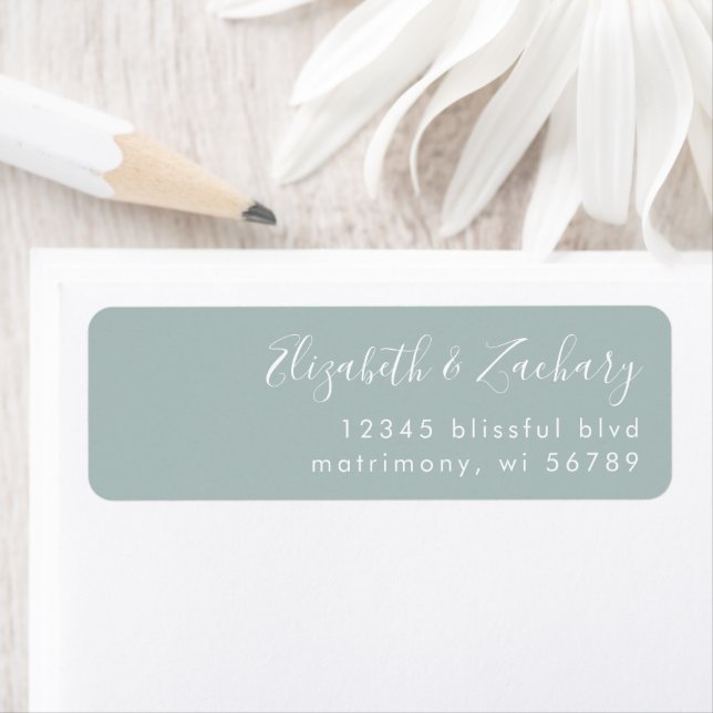 Modern Script Sea Glass Wedding Return Address (Insitu)