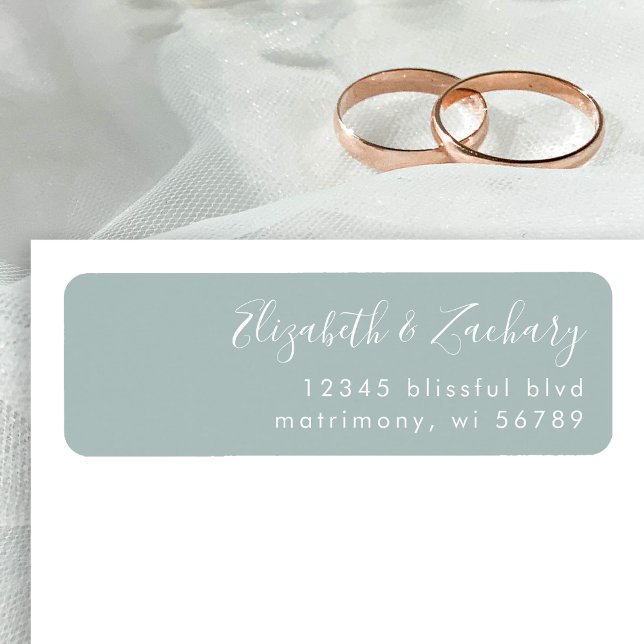 Modern Script Sea Glass Wedding Return Address (Creator Uploaded)