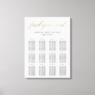 Modern Script Seating Chart Canvas Faux Gold