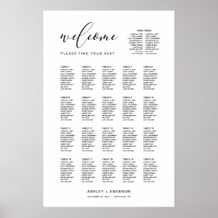 Modern Script Seating Chart With Head Table