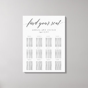 Modern Script Seating Chart Wrapped Canvas
