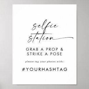Modern Script Selfie Station Wedding Hashtag Sign