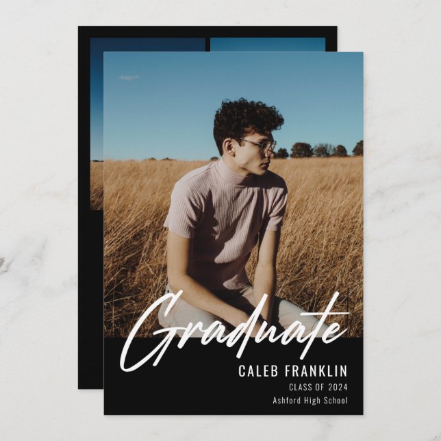 Modern Script Senior Class Photo Graduation (Front/Back)