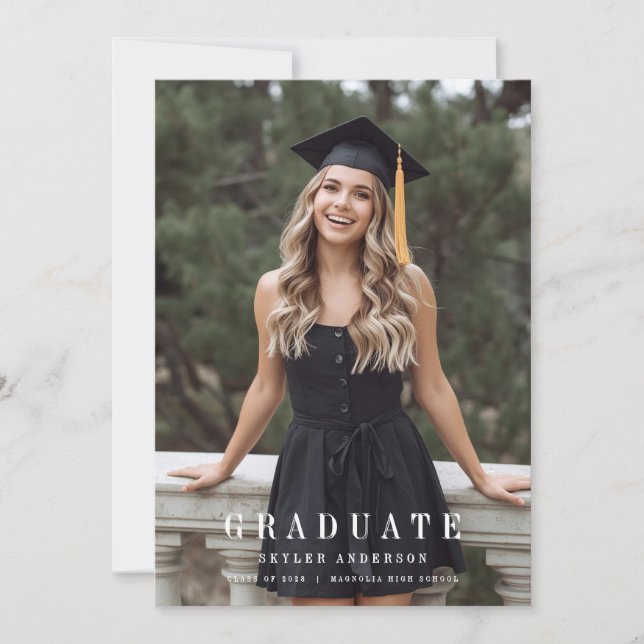Modern Script Senior Photo Graduation  Invitation (Front)