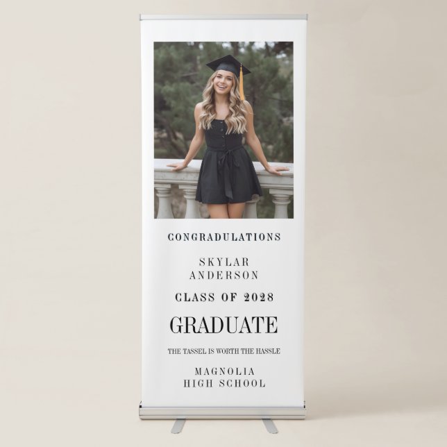 Modern Script Senior Photo Graduation Retractable Banner (Front)