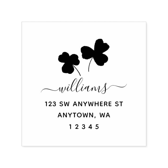Modern Script Shamrock Return Address Personalised Self-inking Stamp (Design)