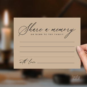 Modern Script Share a Memory Funeral Note Card