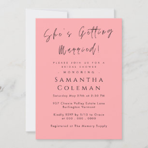 Modern Script She's Getting Married Bridal Shower Invitation