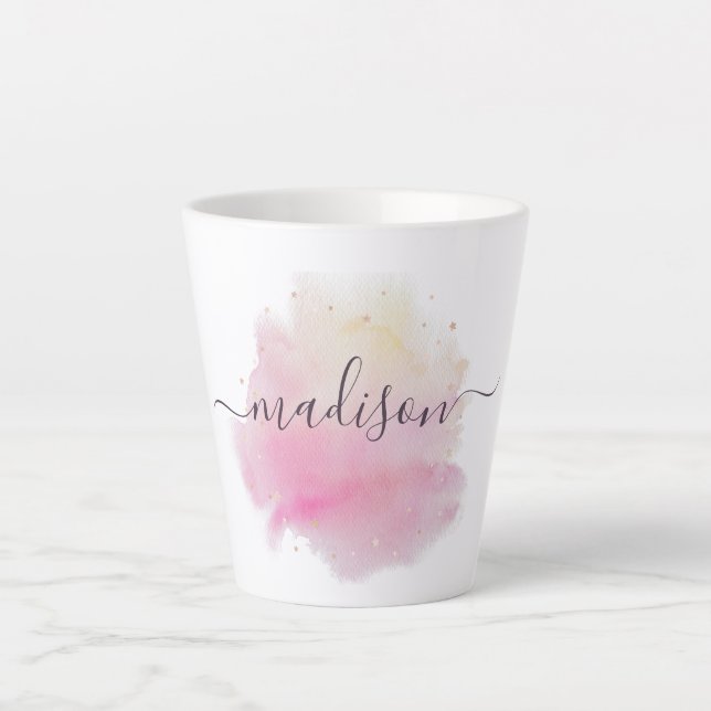 Modern Script Signature Typography Name  Latte Mug (Front)