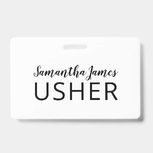 Modern Script Signature Usher Name Badge ID Badge