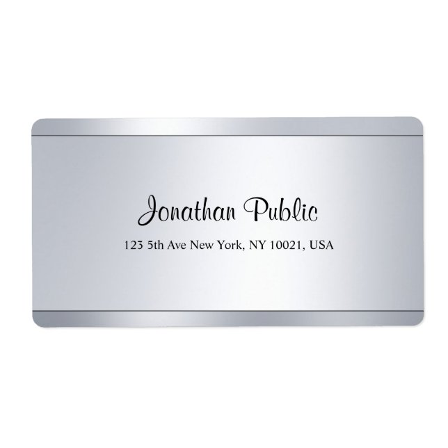 Modern Script Silver Chic Plain Shipping Address (Front)