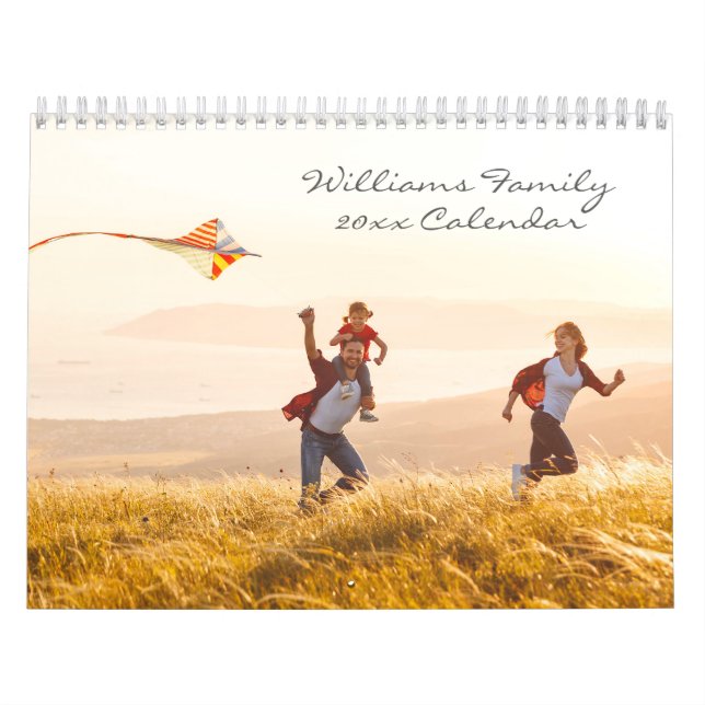 Modern Script Simple Custom Family Photo 2024 Calendar (Cover)