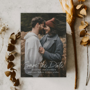 Modern Script Simple Elegant Photo Save The Date