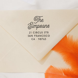 Modern Script Simple Family Name & Return Address Rubber Stamp