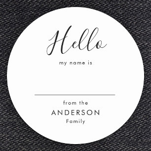 Modern Script Simple Family Reunion Name Classic Round Sticker