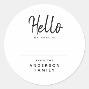 Modern Script Simple Family Reunion Name Classic Round Sticker