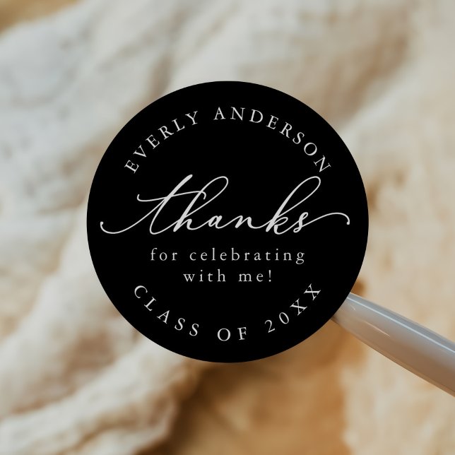 Modern Script Simple Graduation Classic Round Sticker (Creator Uploaded)