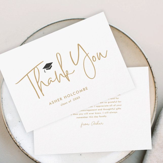 Modern Script Simple Graduation Thank You Card (Modern script graduation thank you card.
)