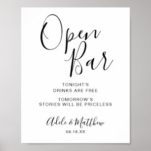Modern Script Simple Open Bar Sign
