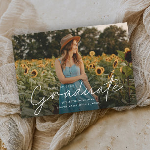 Modern Script Simple Photo Graduation Invitations