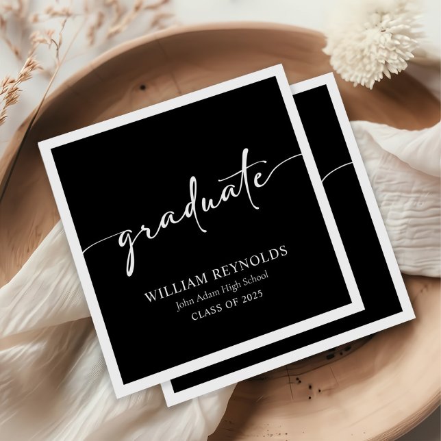 Modern Script Simple Photo Graduation Napkin (Creator Uploaded)