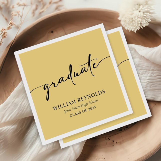 Modern Script Simple Photo Graduation Napkin (Creator Uploaded)