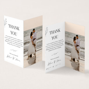 Modern Script Simple Photo Wedding Thank You Card